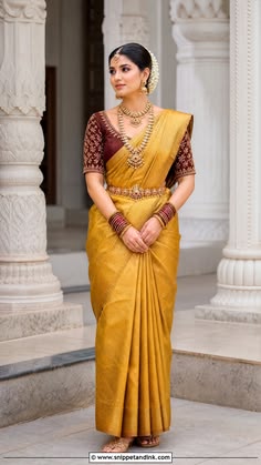Mustard Gold Pattu Saree